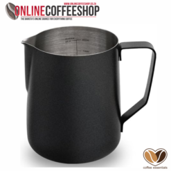 Coffee Essentials Stainless Steel Milk Jug - Printed Measured 350ml and 600ml Black